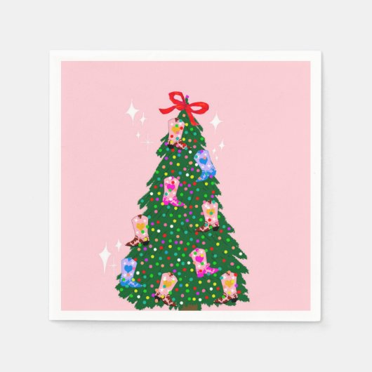 Modern Pink Cowgirl Western Boots Weihnachten Serviette (Vorderseite)