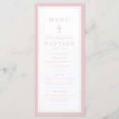 Modern Pink Cross Girl Baptism Menükarte (Vorderseite)