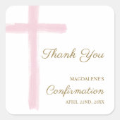 Modern Pink Cross Thank You Confirmation Quadratischer Aufkleber (Vorderseite)