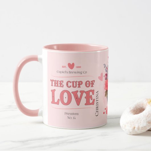 Modern Pink Cup of Love Ingredients Name  Tasse (Mit Donut)