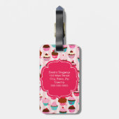 Modern Pink Cupcakes Girly Gepäckanhänger (Rückseite vertikal)
