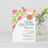 Modern Pink Damask Schönes Bridge Brautparty Einladung (Stehend Vorderseite)