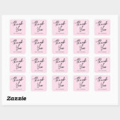 Modern Pink Danke, Script Quadratischer Aufkleber (Blatt)