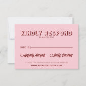 Modern Pink Deep Red Retro Bold Unique Wedding  RSVP Karte (Vorderseite)