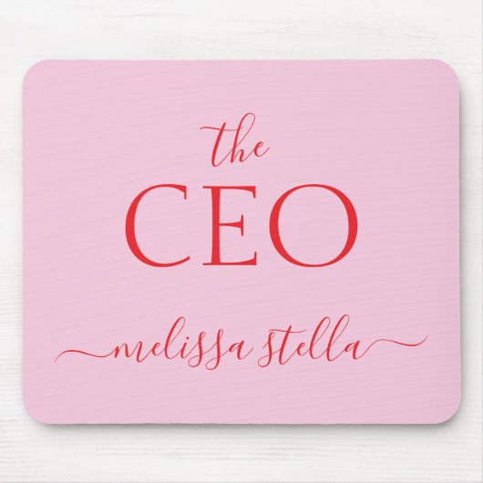 Modern Pink Der CEO-Name | Bestes Mädchen-Geschenk Mousepad (Vorne)