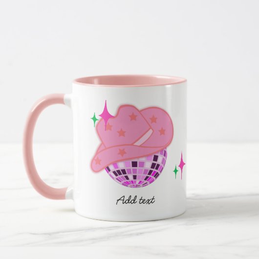 Modern Pink Disco Cowgirl Cowboy Tasse (Links)