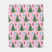 Modern Pink Disco Cowgirl Rodeo Weihnachtsbaum Fleecedecke (Vorderseite)