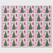 Modern Pink Disco Cowgirl Rodeo Weihnachtsbaum Geschenkpapier (Flach)