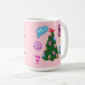 Modern Pink Disco Cowgirl Rodeo Weihnachtsbaum Kaffeetasse (VorderseiteRechts)