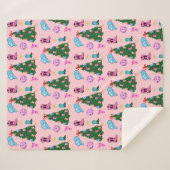 Modern Pink Disco Cowgirl Rodeo Weihnachtsbaum Sherpadecke (Vorderseite (Horizontal))