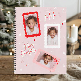 Modern Pink “Fa La La” Christmas Photo   Notizblock