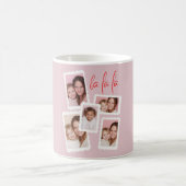 Modern Pink “Fa La La” Multi Photo Christmas Kaffeetasse (Mittel)