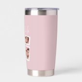 Modern Pink “Fa La La” Multi Photo Christmas Thermobecher (Links)
