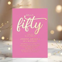 Modern Pink Fifty And Fabulous 50. Geburtstag Gold