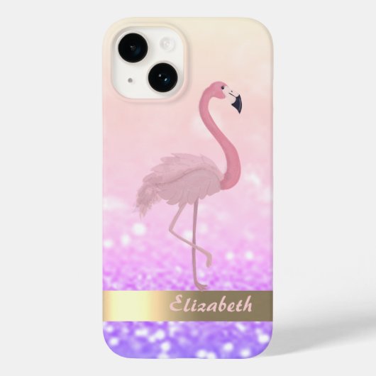 Modern Pink Flamingo Glitzer Bokeh Case-Mate iPhone Hülle (Rückseite)