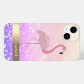 Modern Pink Flamingo Glitzer Bokeh Case-Mate iPhone Hülle (Rückseite (Horizontal))