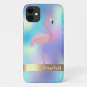 Modern Pink Flamingo Holographic Case-Mate iPhone Hülle (Rückseite)