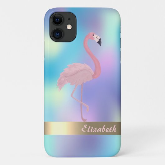 Modern Pink Flamingo Holographic Case-Mate iPhone Hülle (Rückseite)