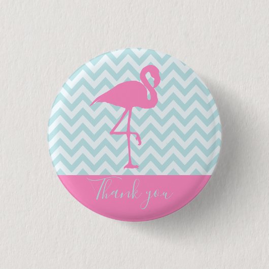 Modern Pink Flamingo, vielen Dank Button (Vorderseite)
