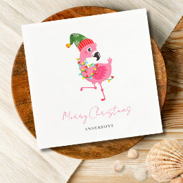 Modern Pink Flamingo Weihnachten Serviette