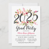 Modern Pink Floral 2025 Grad Party Abschluss Einladung (Vorderseite)