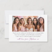 Modern Pink Floral Bridal Shower Thank You Dankeskarte (Rückseite)