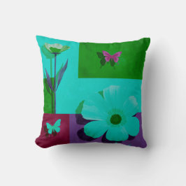 Modern Pink Floral Garden Throw Pillow Kissen
