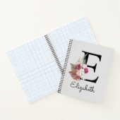 Modern Pink Floral Initial E Notizblock (Innenseite)
