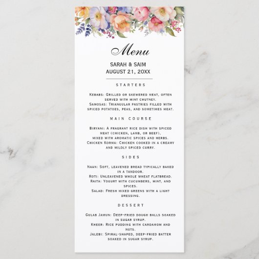 Modern Pink Floral Islamic Menu Card Menükarte (Vorderseite)
