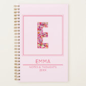 Modern Pink Floral Monogram Weekly Letter E Planer (Vorderseite)