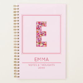 Modern Pink Floral Monogram Weekly Letter E Planer