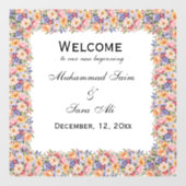 Modern Pink Floral Nikah Muslime Einladung Fensteraufkleber (Blatt)