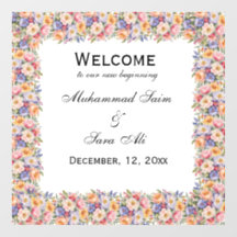Modern Pink Floral Nikah Muslime Einladung