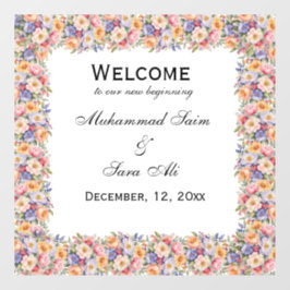 Modern Pink Floral Nikah Muslime Einladung Fensteraufkleber