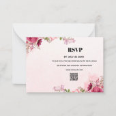 Modern Pink Floral QR Code Wedding RSVP Card Mitteilungskarte (Vorderseite)