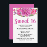 Modern Pink Floral Wasserfarbe Süß 16 Geburtstag Einladung<br><div class="desc">Hellrosa Blume stehen im Mittelpunkt der Bühne dieses modernen Blumendesigns. Sweet 16 ist unten in einem großen dekorativen rosa Schriftart geschrieben. Der Rest des Textes besteht aus einem einfachen Text in schwarzem Block. Es ist für die Gäste leicht zu lesen und das warme Rosa, das in anderen Bereichen des Designs...</div>
