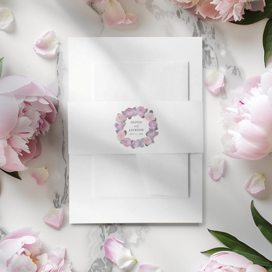 Modern Pink Floral Wreath Wedding Einladungsbanderole