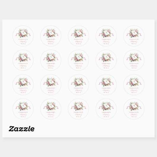 Modern Pink Flower Baptism Sticker (Blatt)