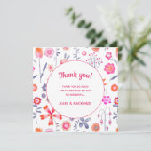 Modern Pink Flower Garden Boho Danke Karte (Stehend Vorderseite)