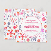 Modern Pink Flower Garden Boho Verlobung Einladung (Vorne/Hinten)