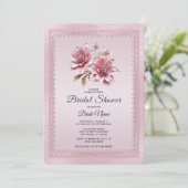 Modern Pink Flowers Bridal Shower Invitation Einladung (Stehend Vorderseite)