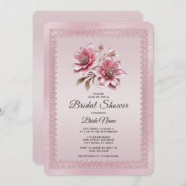 Modern Pink Flowers Bridal Shower Invitation Einladung