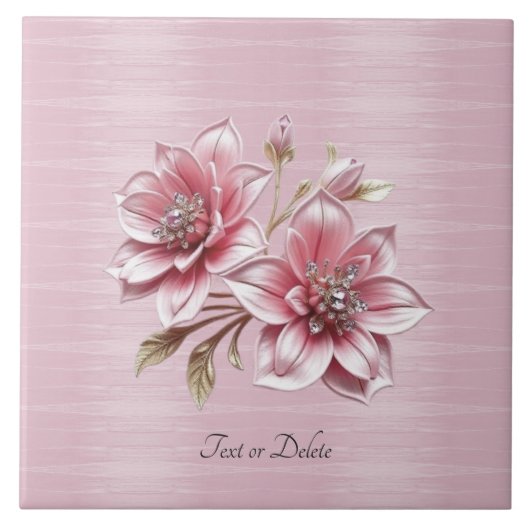 Modern Pink Flowers Ceramic Tile Fliese (Vorderseite)