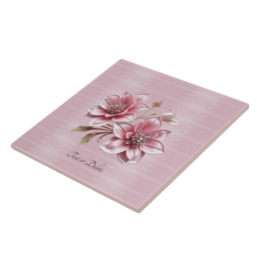 Modern Pink Flowers Ceramic Tile Fliese (Seite)