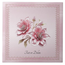 Modern Pink Flowers Ceramic Tile Fliese