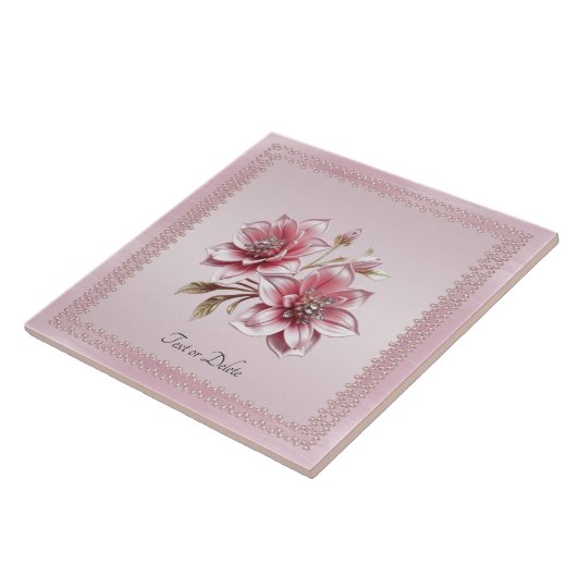 Modern Pink Flowers Ceramic Tile Fliese (Seite)