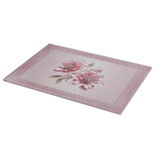 Modern Pink Flowers Cutting Board Schneidebrett (Ecke)