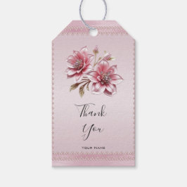Modern Pink Flowers Gift Tag Geschenkanhänger