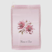 Modern Pink Flowers Golf Towel Golfhandtuch (Vorderseite)