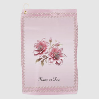 Modern Pink Flowers Golf Towel Golfhandtuch